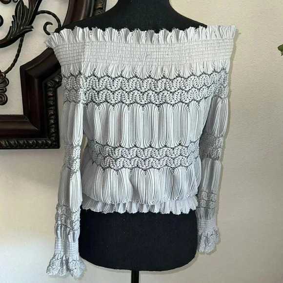 Deletta Woman’s Delicate Lace Off The Shoulder Top Blouse Size XS Anthropologie - Picture 7 of 16
